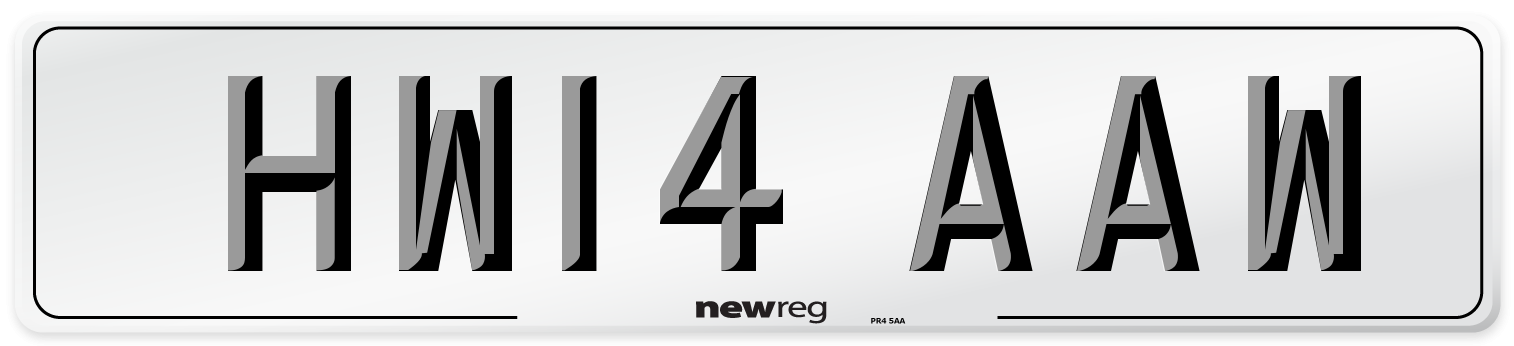 HW14 AAW Number Plate from New Reg